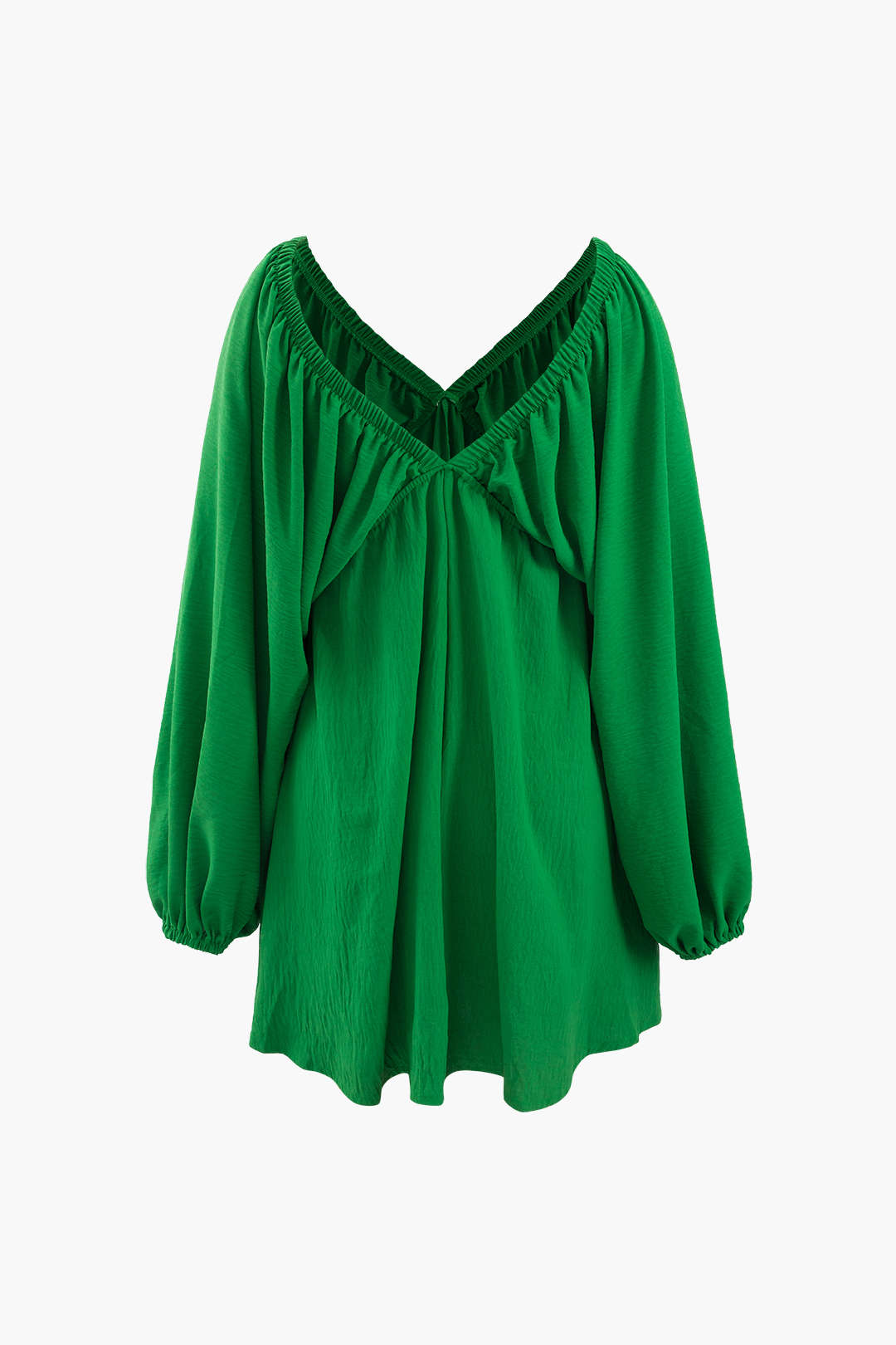 V-neck Mini Dress with Puff Sleeves 