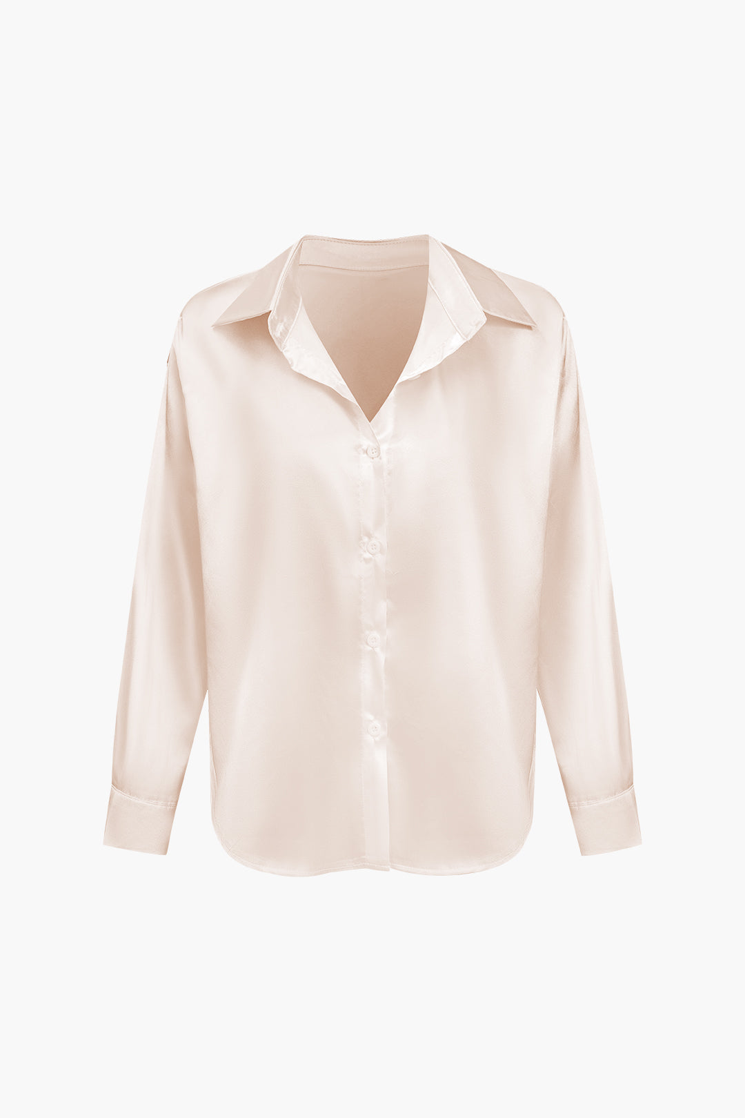 Lillian - Basis Effen Satijnen Dames Langsleeve Shirt