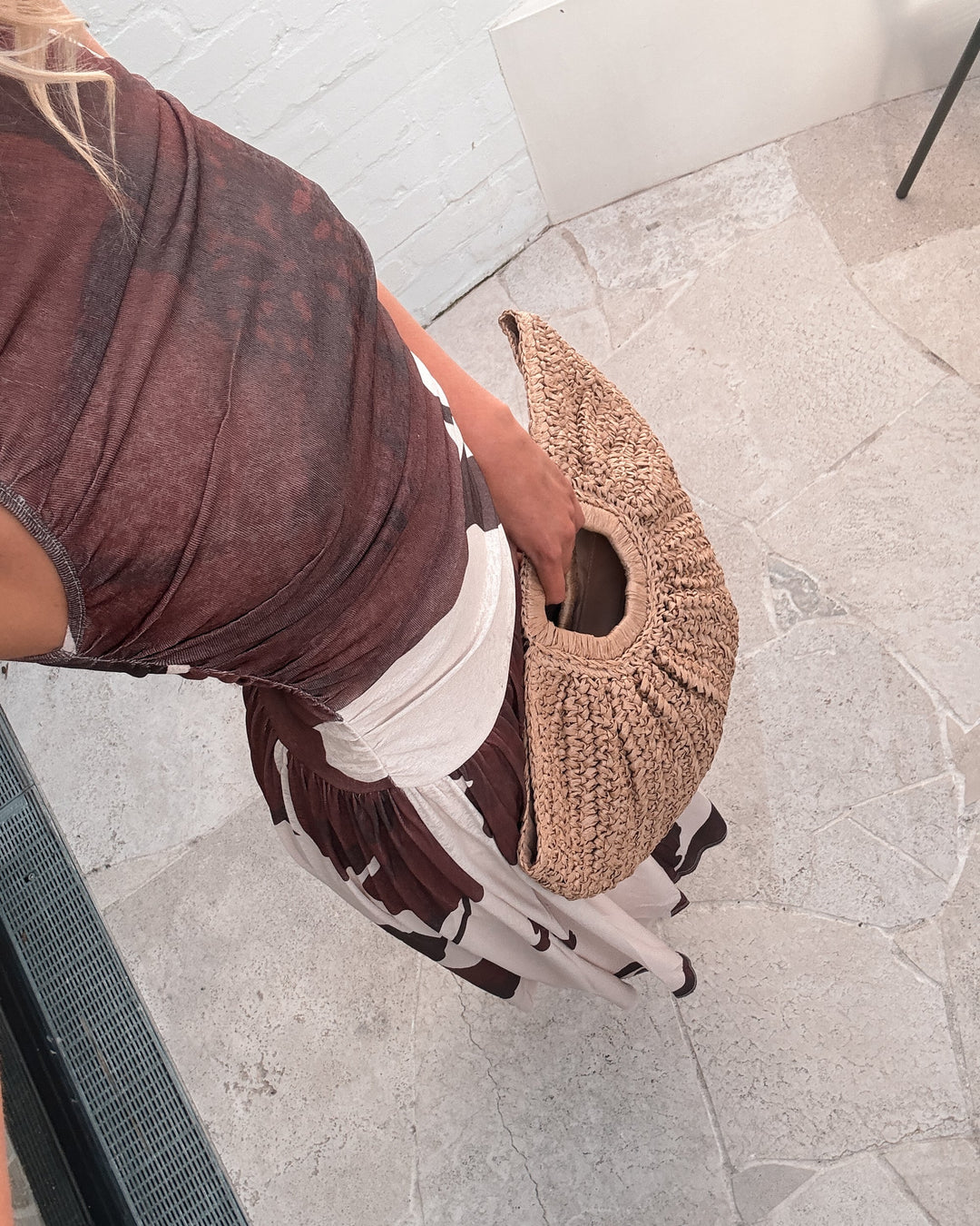 Dames | Balayage Jurk | Crème Bloemig | Bootnek | Gerimpelde Details | Maxi Lengte