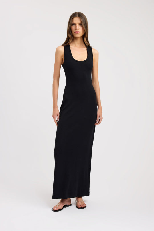 Women's Maxi Dress | Round Neck | Wide Straps | Ribbed Fabric | Slim Silhouette | Elegant