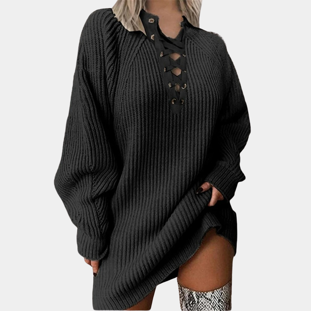 Rowen - Elegante gebreide damesjurk met verstelbaar ceintuur