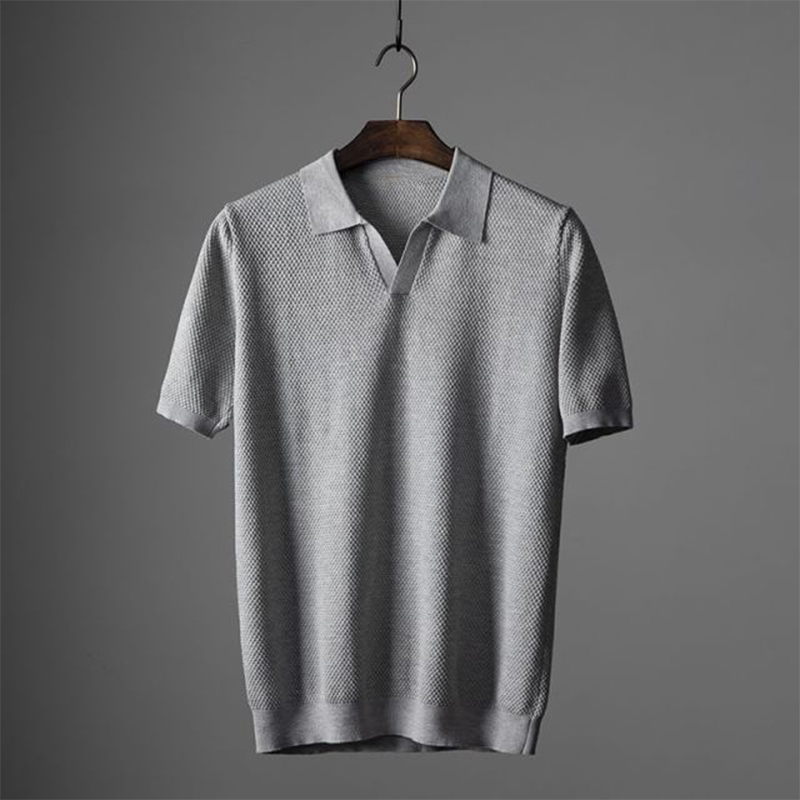 Men's Short Sleeve Polo Shirt with Rolled Collar and Pattern | Ideal for Summer Activities