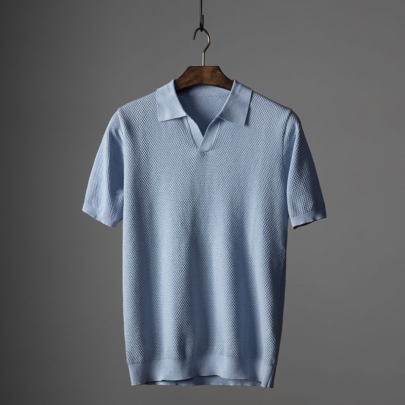 Men's Short Sleeve Polo Shirt with Rolled Collar and Pattern | Ideal for Summer Activities
