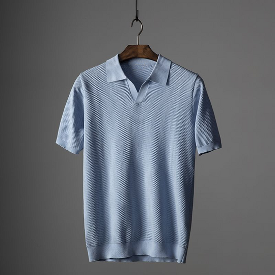 Men's Short Sleeve Polo Shirt with Rolled Collar and Pattern | Ideal for Summer Activities