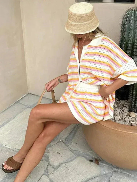 Fayelle - Casual Gestreepte Tweedelige Set