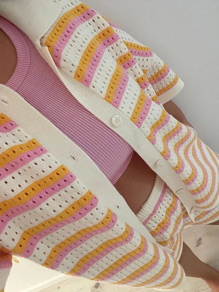 Fayelle - Casual Gestreepte Tweedelige Set