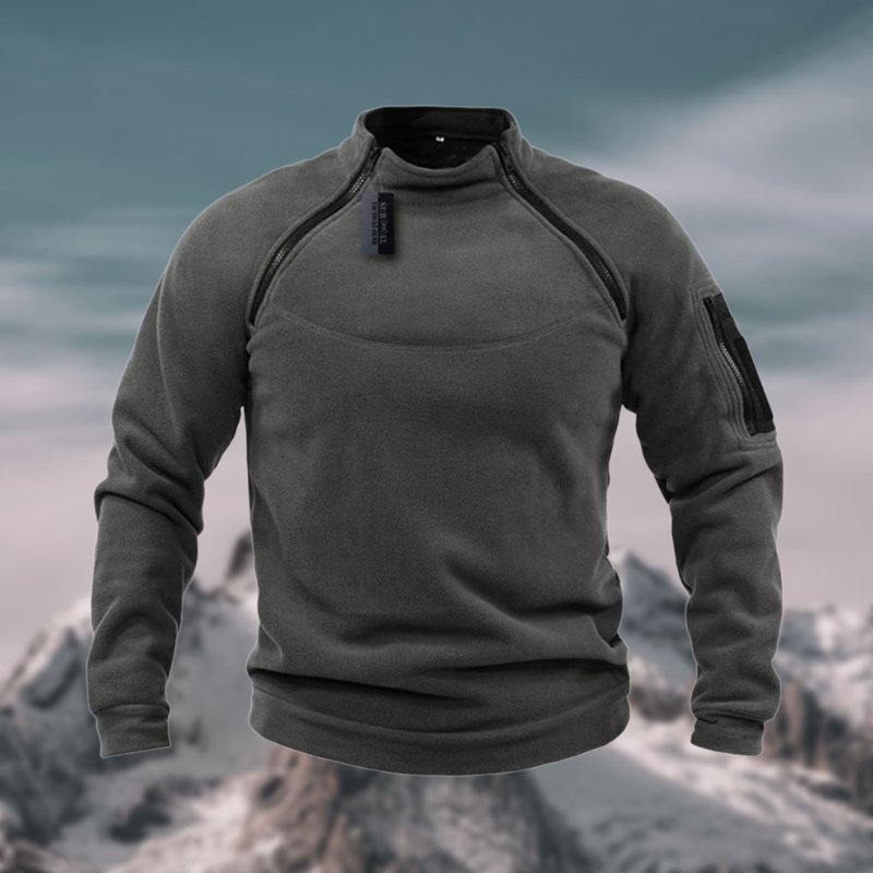 Men's Tactical Windproof Fleece Sweater with High Neck and Half Zip