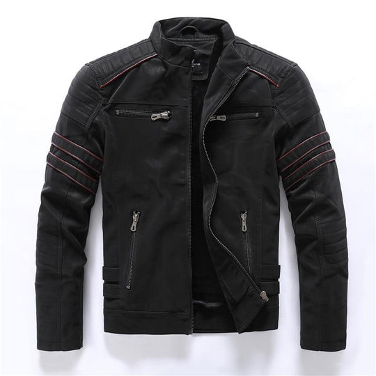 Men's Stand-Up Collar Zip Biker Jacket | Ideal for Everyday Wear