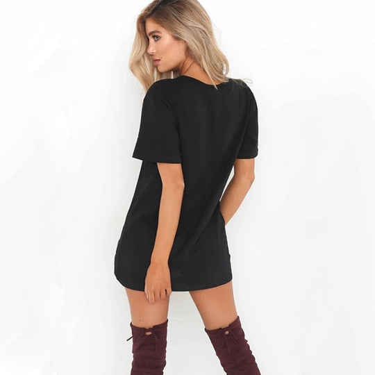 Casual T-shirt Dress with Trendy Cutout