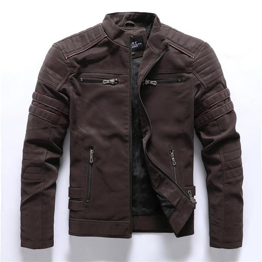 Men's Stand-Up Collar Zip Biker Jacket | Ideal for Everyday Wear