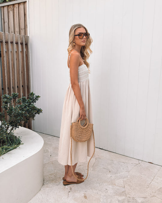 Women's | Maxi Dress | Spaghetti Straps | Square Neck | Smocked Bodice | A-Line Skirt | Side Pocket | Comfortable