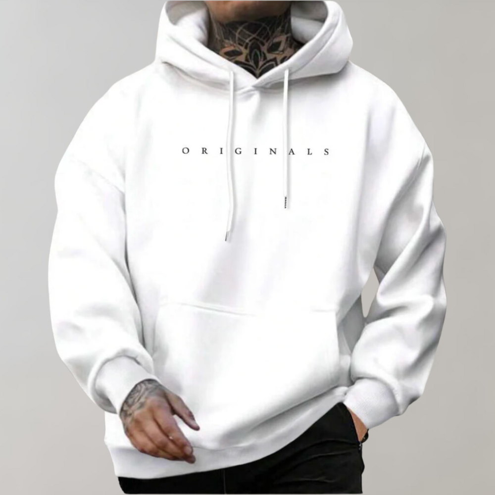 Heren Casual Pullover Hoodie met Geborduurd Voorpand en Kangoeroezak