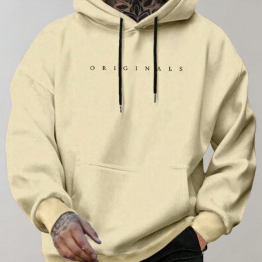 Heren Casual Pullover Hoodie met Geborduurd Voorpand en Kangoeroezak