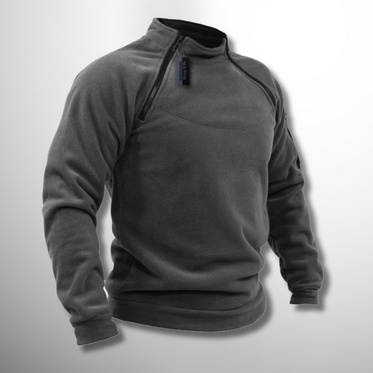 Men's Tactical Windproof Fleece Sweater with High Neck and Half Zip