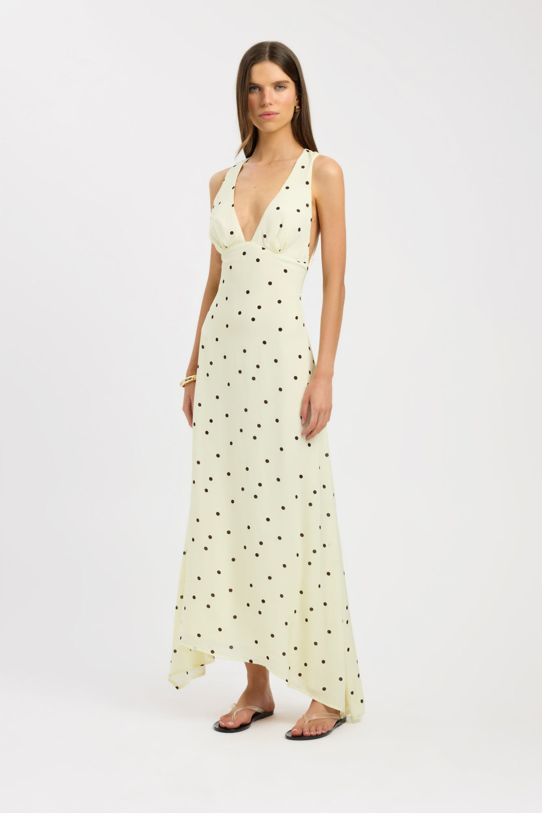 Women's | Maxi Dress | V-neck | Shoulder straps | Polka dot print | Elegant | Stylish