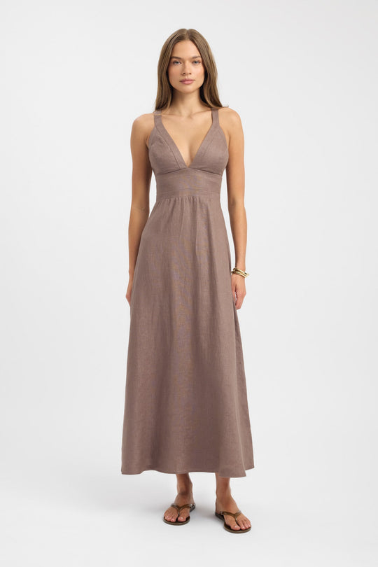 Women's | Maxi Dress | Fit-and-Flare | Linen Blend | Stylish | Elegant | Timeless
