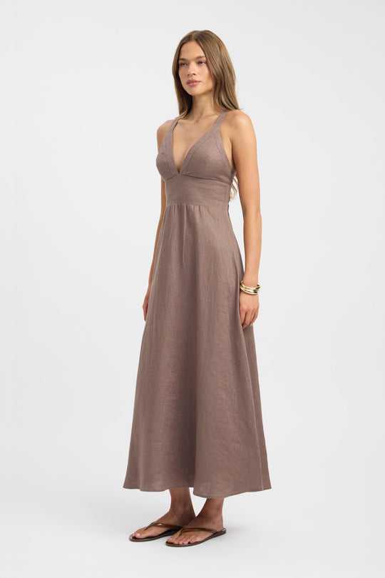 Women's | Maxi Dress | Fit-and-Flare | Linen Blend | Stylish | Elegant | Timeless