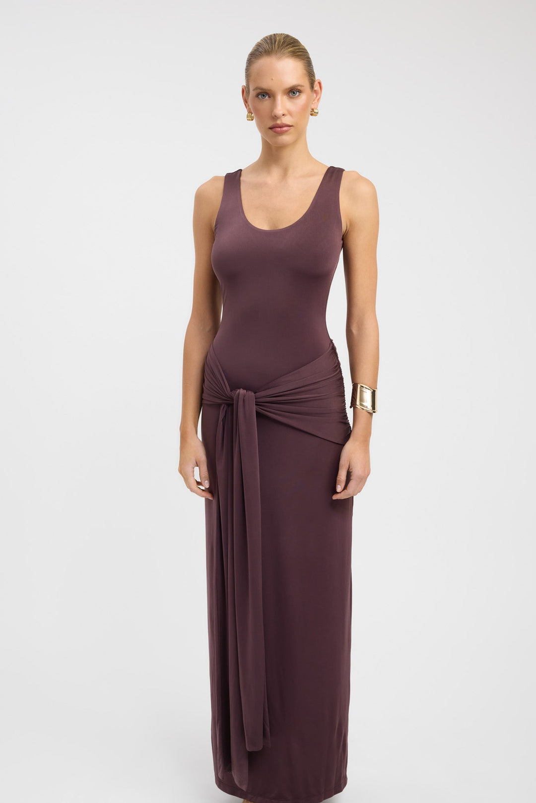 Women's | Maxi Dress | Round Neck | Sleeveless | Waistband | Light Jersey | Elegant