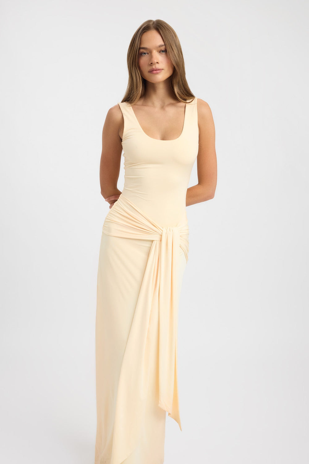Women's | Maxi Dress | Round Neck | Sleeveless | Waistband | Stylish | Elegant