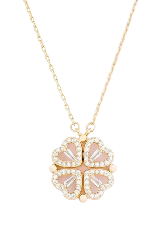 Dames Ketting met Harten en Cirkel Hanger | Verstelbare Goudkleurige Halsketting | Zirkonia Sieraden