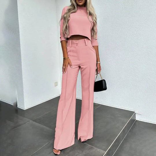 Alma | Matching Set | 2-Piece | Crop Top | Loose Pants | Fashionable | Comfortable