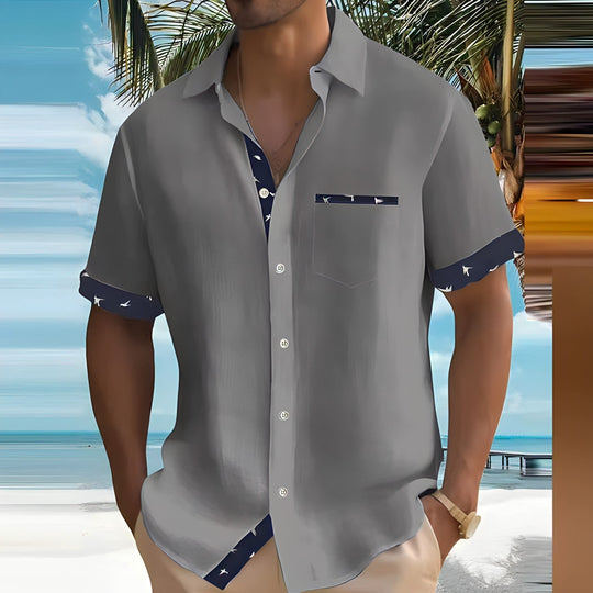 Short Sleeve Button-Down Shirt with Printed Pattern for Men | Ideal for Summer