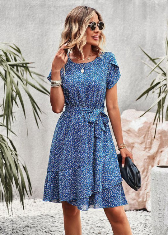 Elegant summer dress for women with waistband