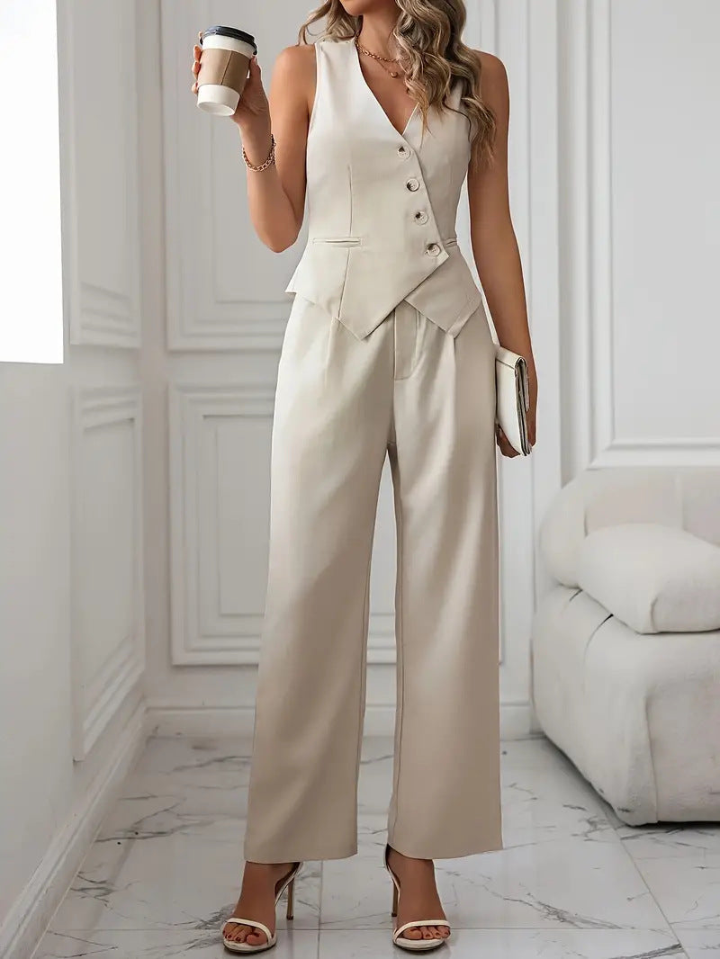 Women | Sleeveless Set | Vest Top | Pants | Elegant | Chic | Stylish