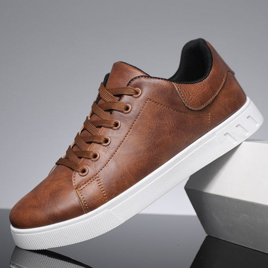 Heren Lage Casual Sneakers met Vetersluiting en Witte Zool