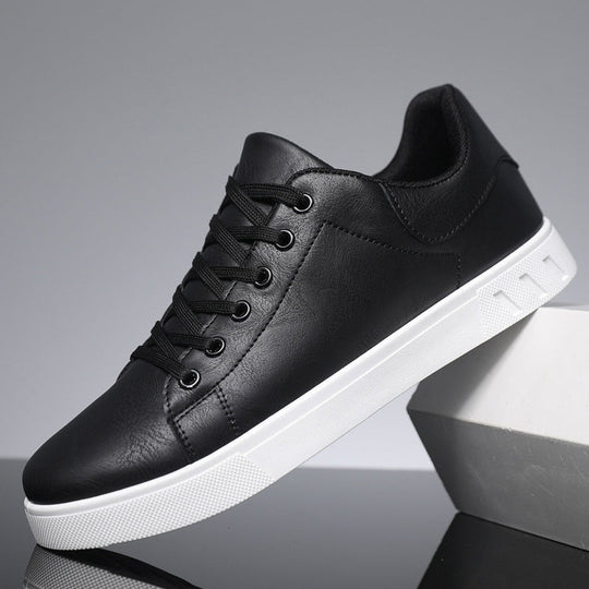 Heren Lage Casual Sneakers met Vetersluiting en Witte Zool