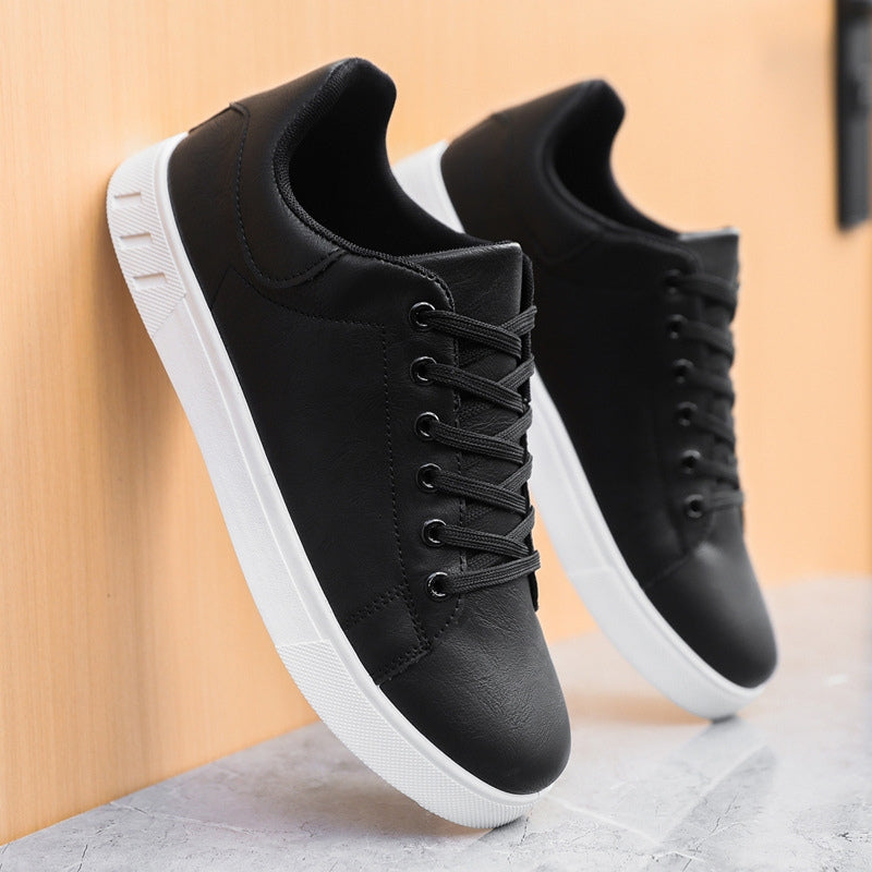 Heren Lage Casual Sneakers met Vetersluiting en Witte Zool