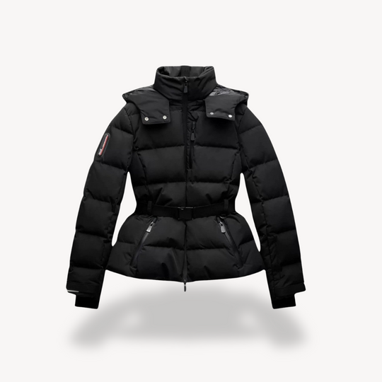 Dames Zwarte Puffer Jacket | Met Ceintuur | Waterafstotende Winterjas | Geïsoleerde Warmte