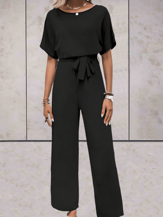 Dames Jumpsuit | Elegante Pasvorm | Wijde Mouwen & Strikdetail