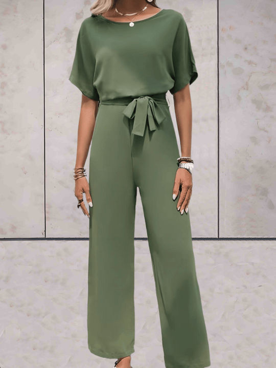 Dames Jumpsuit | Elegante Pasvorm | Wijde Mouwen & Strikdetail
