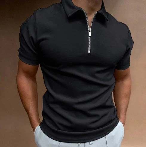 Men's Slim Fit Zip-Up Polo | Ideal for Casual or Formal Occasions