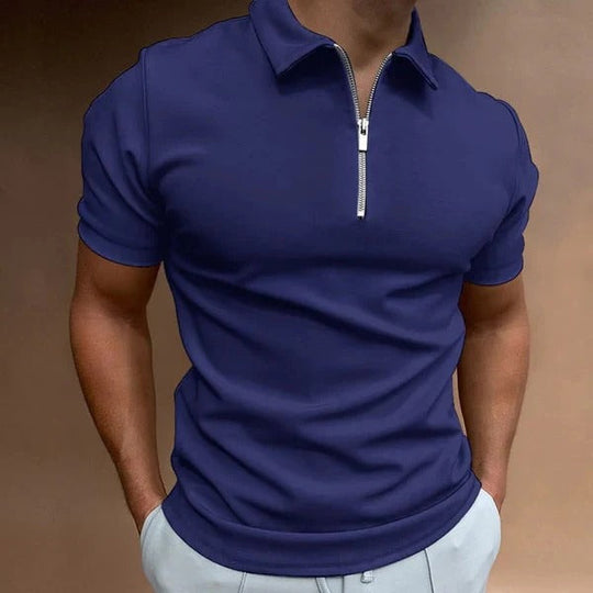 Men's Slim Fit Zip-Up Polo | Ideal for Casual or Formal Occasions