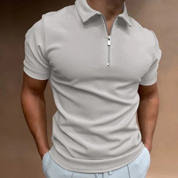 Men's Slim Fit Zip-Up Polo | Ideal for Casual or Formal Occasions