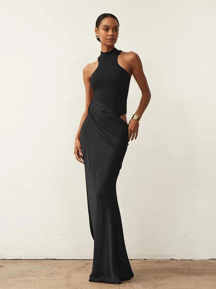 Elegant evening dress with an bare back