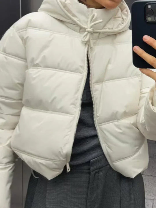 Women's Casual Padded Puffer Jacket with Hood | Lightweight Quilted Winter Coat