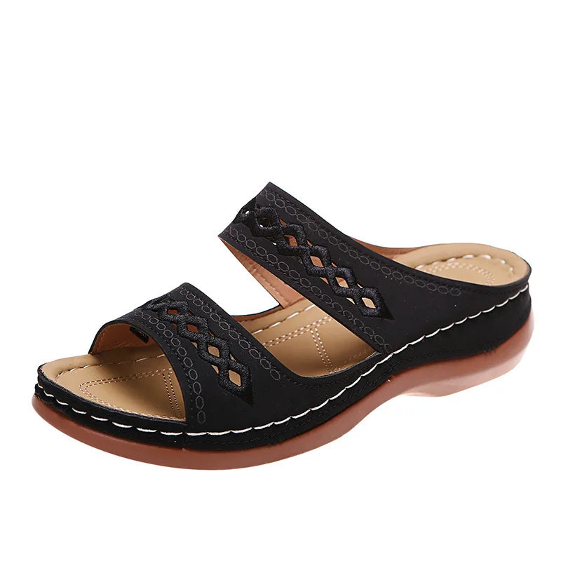 Dames Ortopedische Instap Sandalen met Borduursel