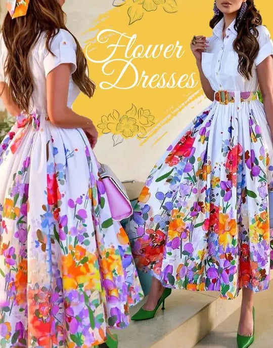 Elegant midi dress with floral pattern