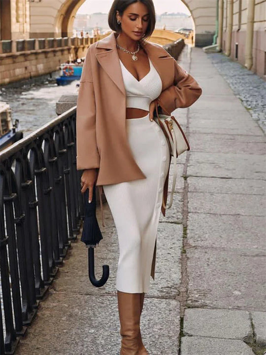 Women | Crop Top Set | V-Neck Top | Long Skirt | Stylish | Chic | Comfortable