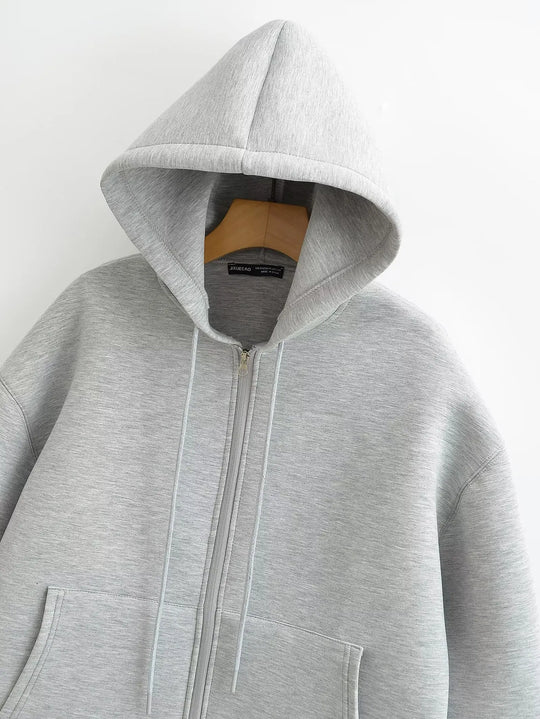 Dames Oversized Zip-Up Hoodie met Trekkoord Capuchon en Zakken