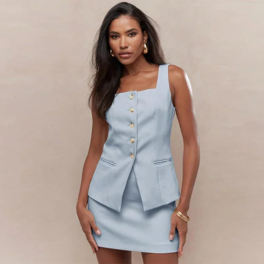 Tiana | Classy Set | Sleeveless Vest | Short Skirt | Fashionable | Comfortable | Elegant