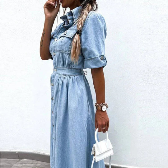 Women's denim dress with buttons and pockets