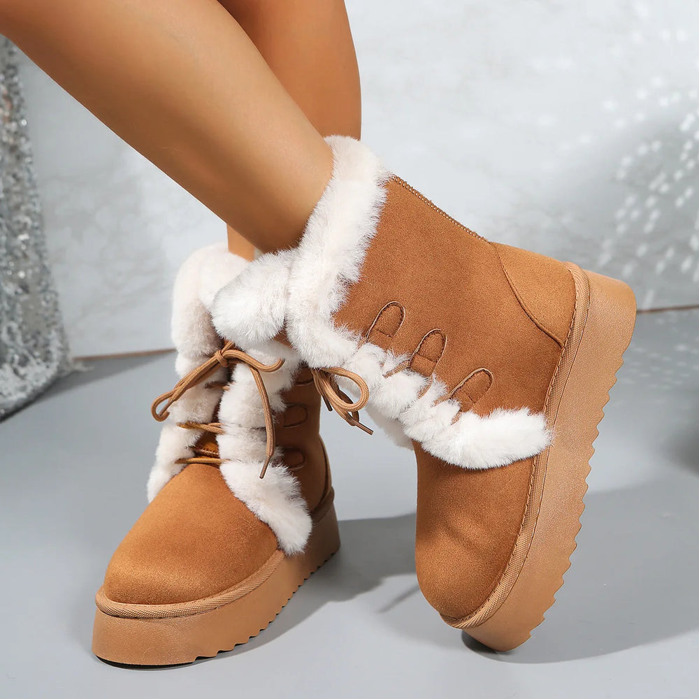 Women's High Snow Boots | Thick Sole | Warm Lined | Casual Winter Shoes