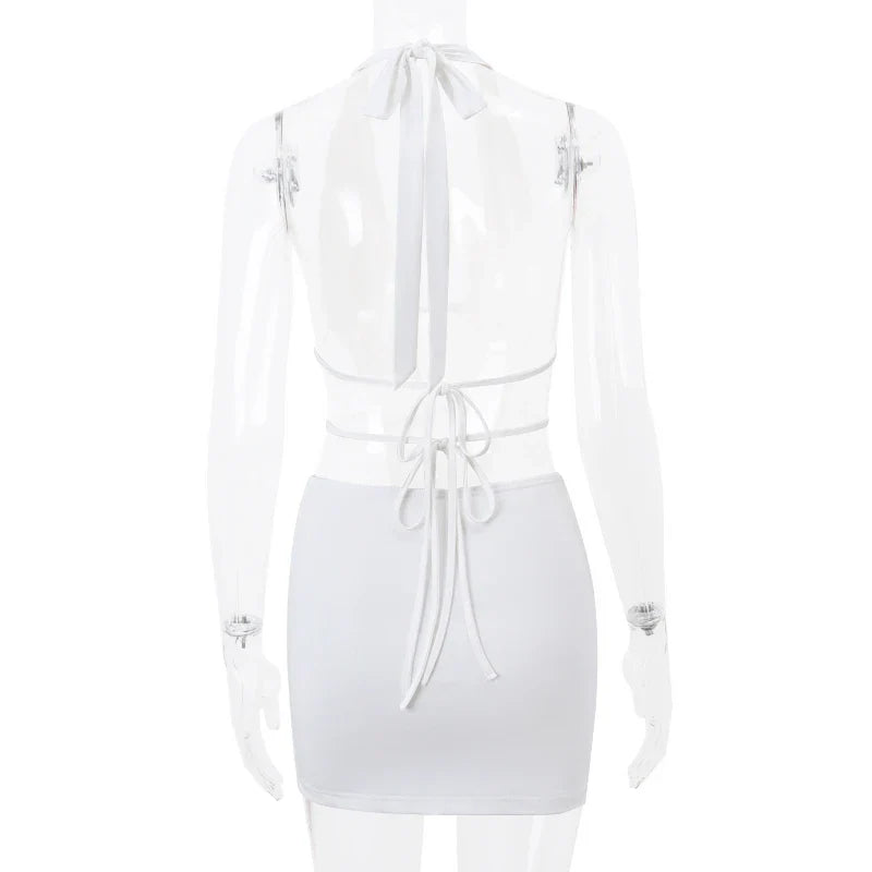 Backless Mini Dress with Cutouts