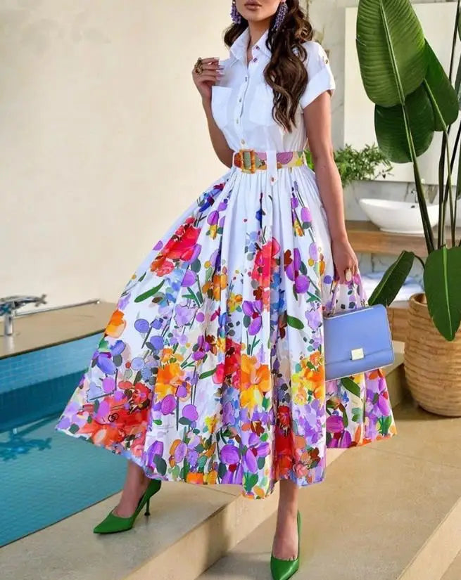 Elegant midi dress with floral pattern