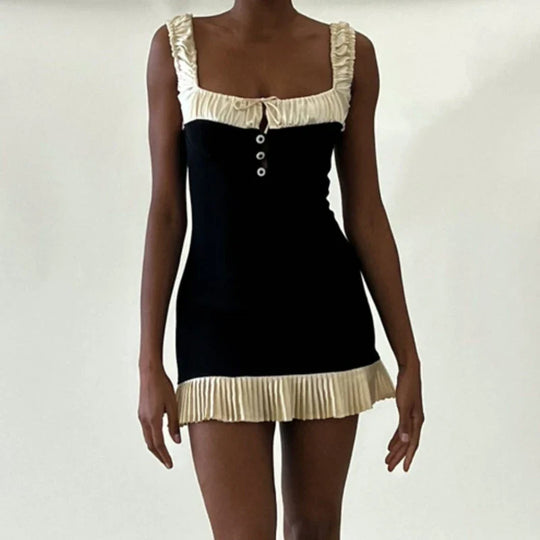 Elegant Mini Dress with Pleated Details