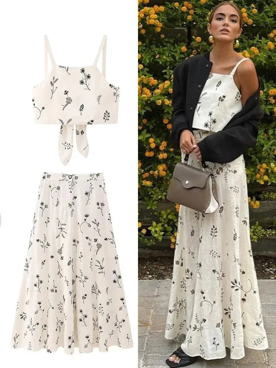 Women's | 2-Piece Set | Sleeveless Top | Long Skirt | Stylish | Chic | Floral Print